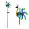 G128 Solar Peacock Metal Yard Wind Spinner Stake | Outdoor 38 inch Peacock Statue with LED Lights Decorations Swivel Wind Spinner for Patio Garden Backyard